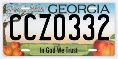 GA license plate CCZ0332