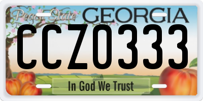 GA license plate CCZ0333