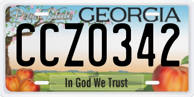 GA license plate CCZ0342