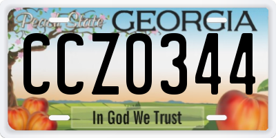 GA license plate CCZ0344