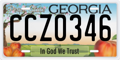 GA license plate CCZ0346