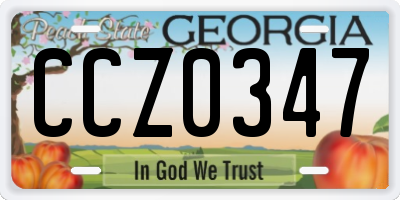 GA license plate CCZ0347