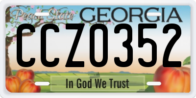 GA license plate CCZ0352