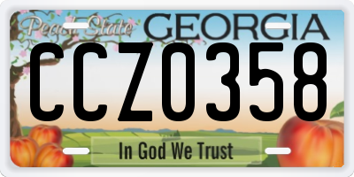 GA license plate CCZ0358