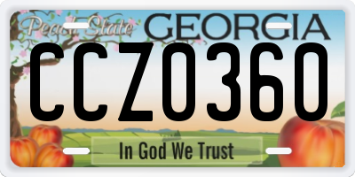 GA license plate CCZ0360
