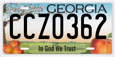 GA license plate CCZ0362
