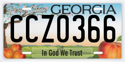 GA license plate CCZ0366