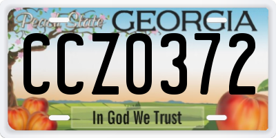 GA license plate CCZ0372