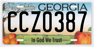 GA license plate CCZ0387
