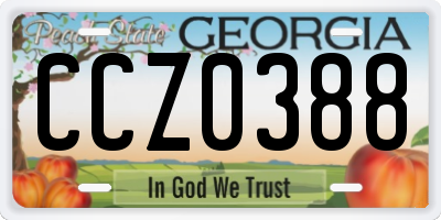 GA license plate CCZ0388