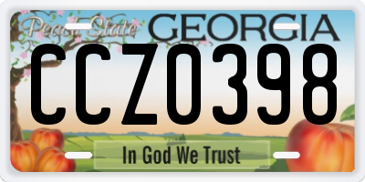 GA license plate CCZ0398