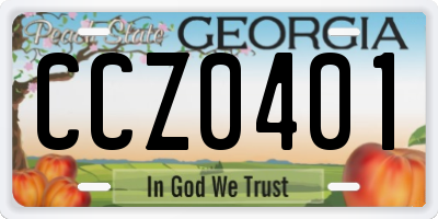 GA license plate CCZ0401