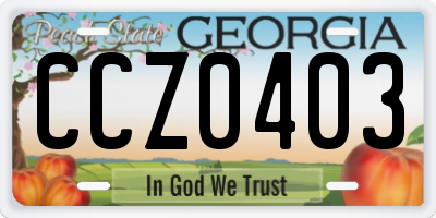 GA license plate CCZ0403
