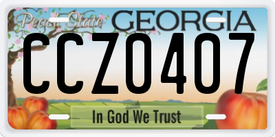 GA license plate CCZ0407
