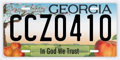 GA license plate CCZ0410