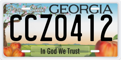 GA license plate CCZ0412