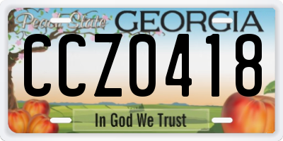 GA license plate CCZ0418