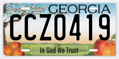 GA license plate CCZ0419