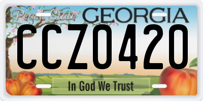 GA license plate CCZ0420
