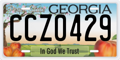 GA license plate CCZ0429