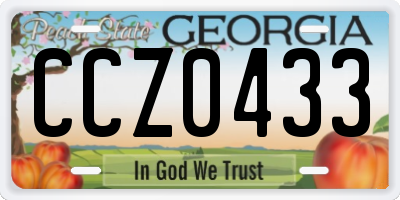 GA license plate CCZ0433