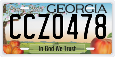 GA license plate CCZ0478