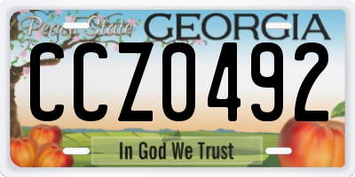 GA license plate CCZ0492