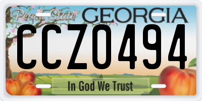 GA license plate CCZ0494