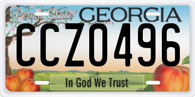 GA license plate CCZ0496