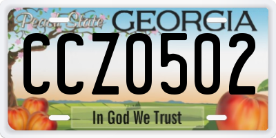 GA license plate CCZ0502