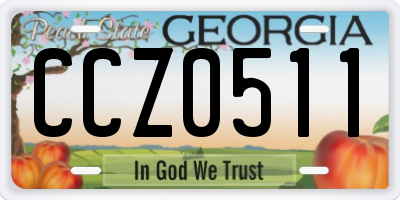 GA license plate CCZ0511