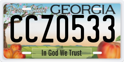 GA license plate CCZ0533