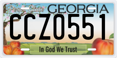 GA license plate CCZ0551