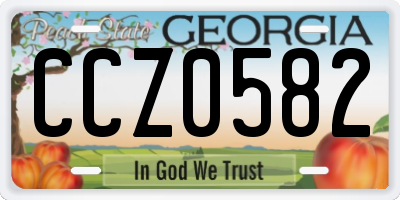 GA license plate CCZ0582