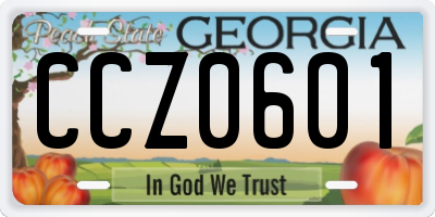 GA license plate CCZ0601