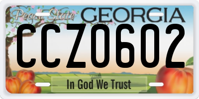 GA license plate CCZ0602