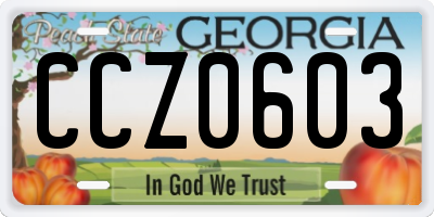 GA license plate CCZ0603