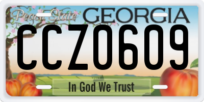GA license plate CCZ0609