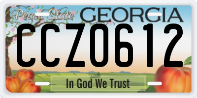 GA license plate CCZ0612