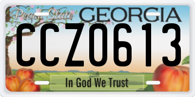 GA license plate CCZ0613