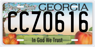 GA license plate CCZ0616