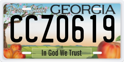 GA license plate CCZ0619