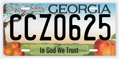 GA license plate CCZ0625