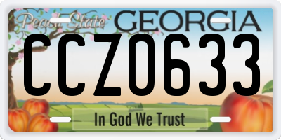 GA license plate CCZ0633