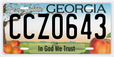 GA license plate CCZ0643