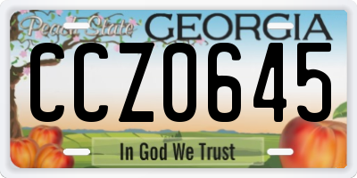 GA license plate CCZ0645