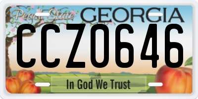 GA license plate CCZ0646