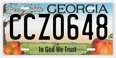 GA license plate CCZ0648