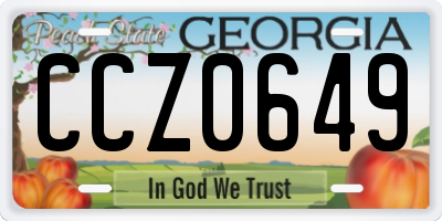 GA license plate CCZ0649