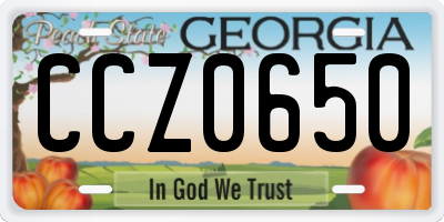 GA license plate CCZ0650